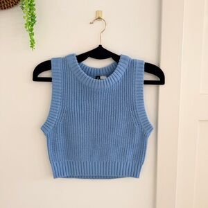 Divided H&M Chunky Knit Cornflower Blue Women's Cropped Sweater Vest Size Small